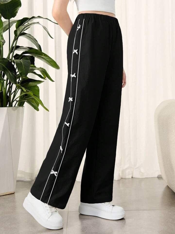 Cross-Lace Accent Straight Trouser